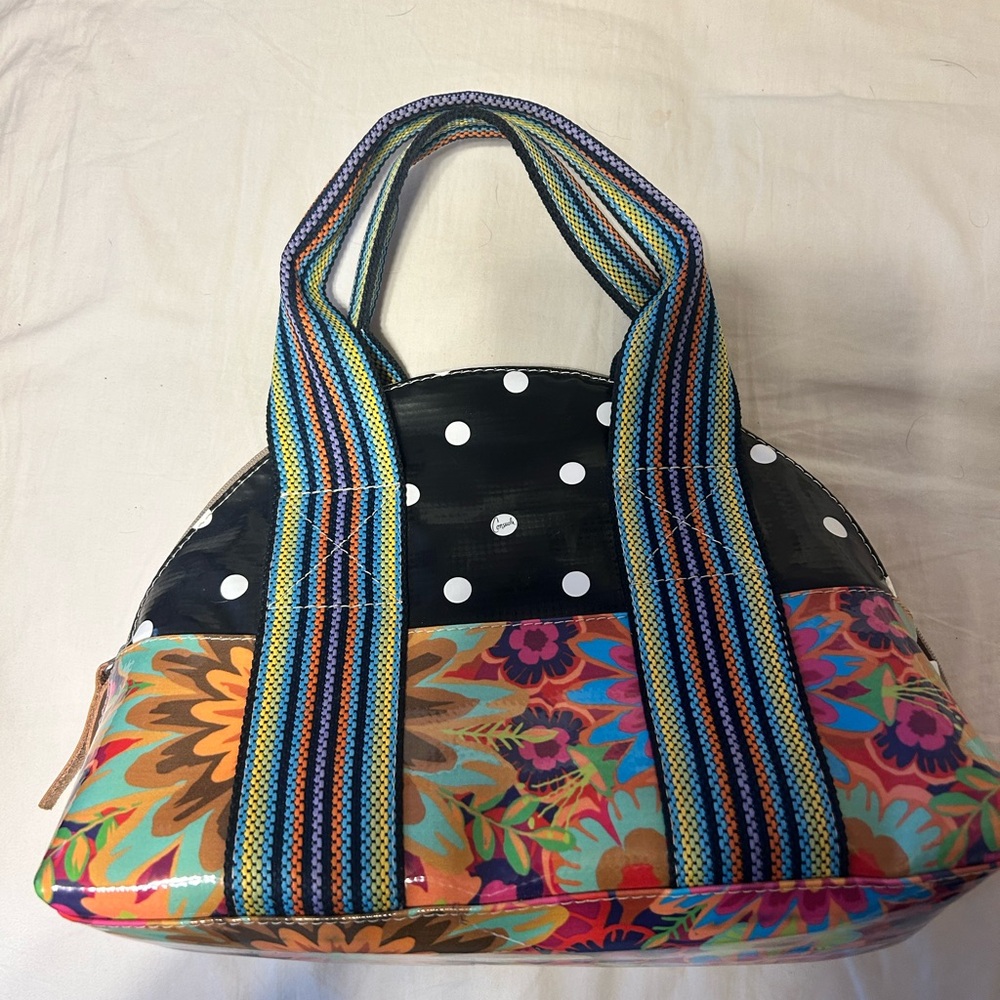 Consuela Multicolor Floral & Polka Dot Tote with Striped Handles - Picture 2 of 3